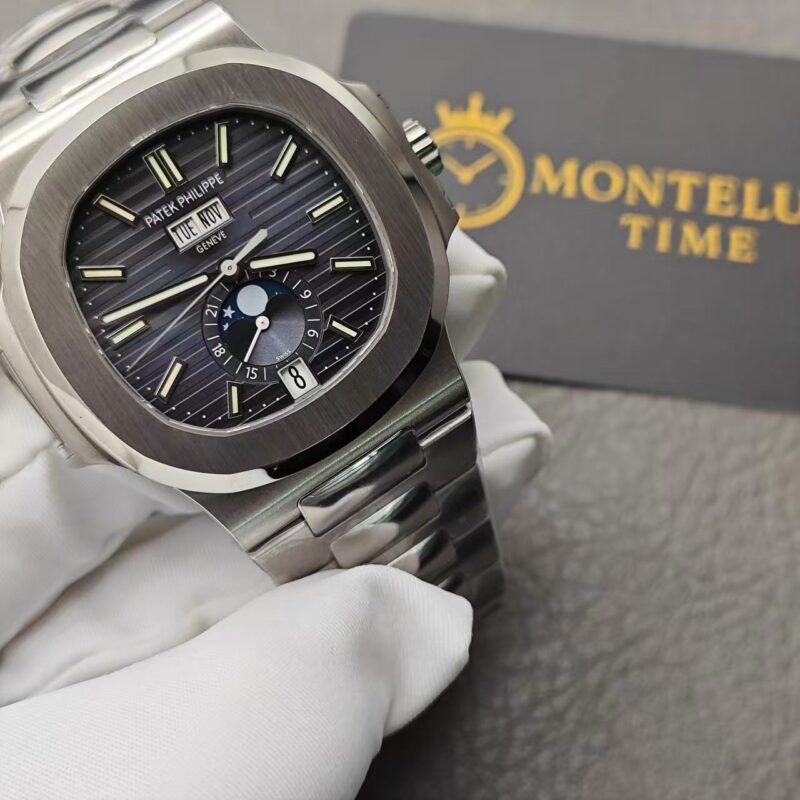 Replica Patek Philippe Nautilus Black Strap Stainless Steel Watch 5726A-001