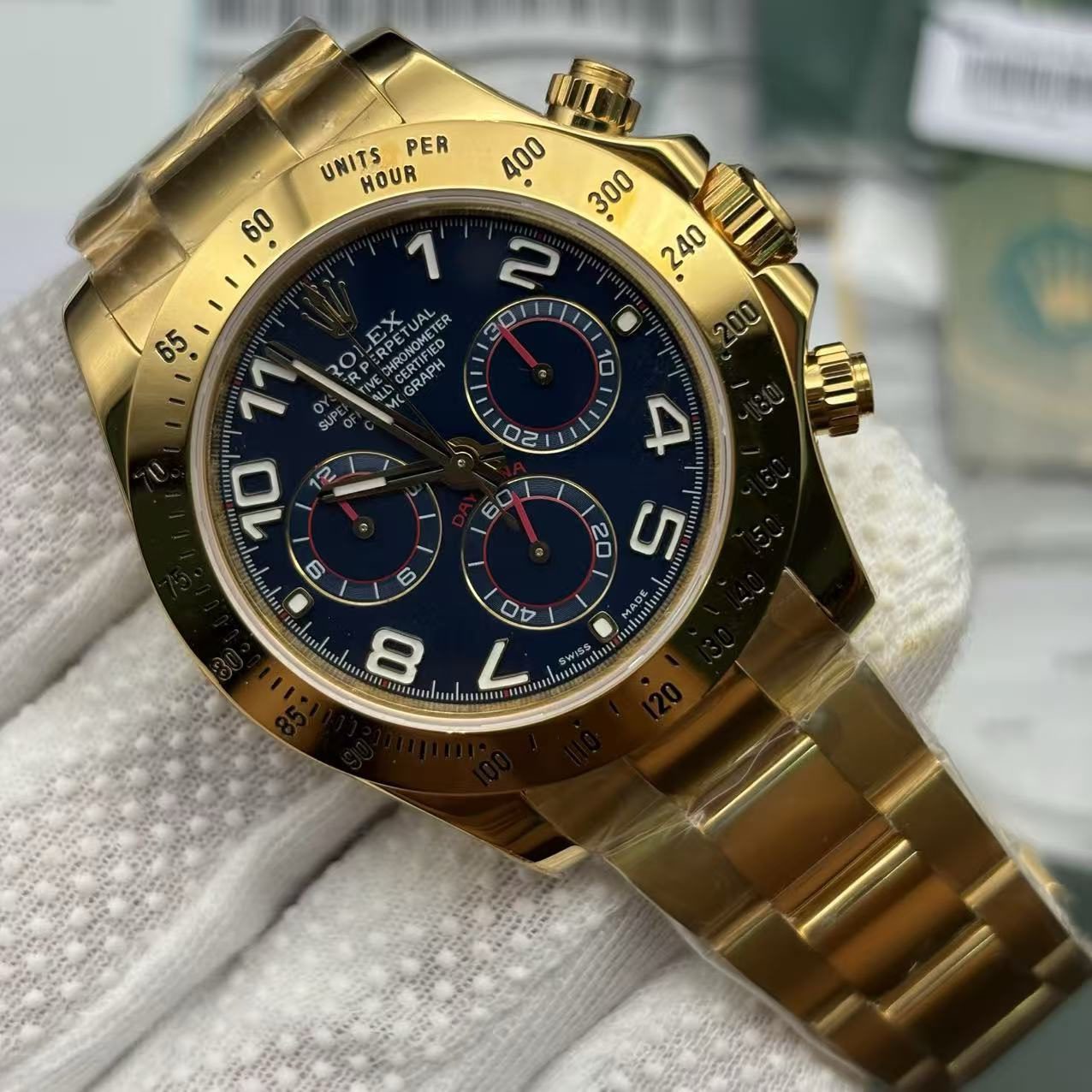 08300a78f5651f0b9c2a0dcd3dfee7f2 Super Clone Rolex Daytona Gold with Blue Dial 116528 Replica - Image 2