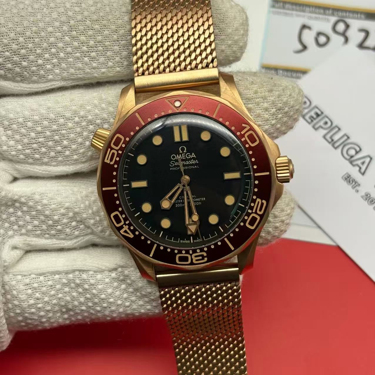 086e65d7bbe9a902d672e3f7d02822a2 Replica Omega Seamaster 007 Burgundy Watch Super Clone - Image 4