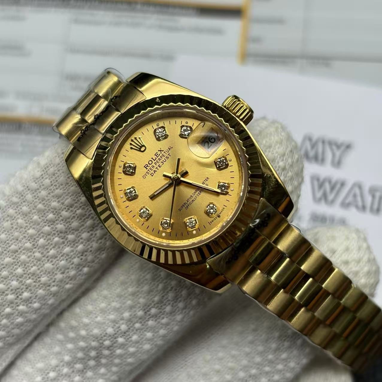 159c94a7d81925368373f225a02339a9 Replica Rolex Datejust Gold Ladies 179178 - Image 6