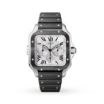 Replica Cartier Santos de Cartier Men Automatic Silver Rubber Watch WSSA0017