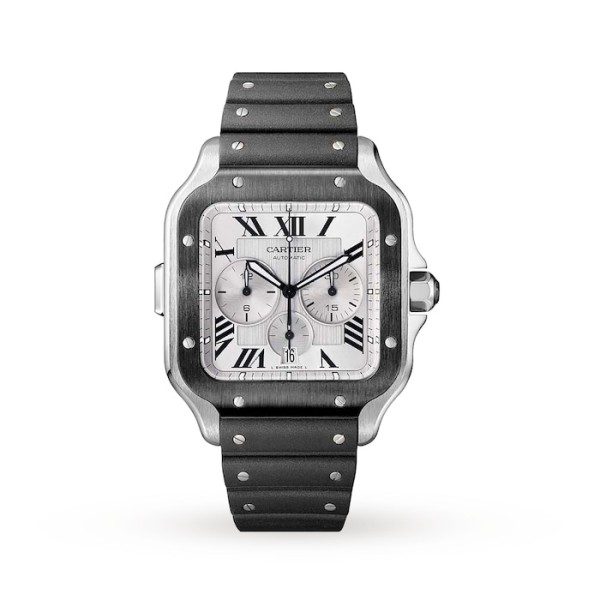 17311001_1_1 Replica Cartier Santos de Cartier Men Automatic Silver Rubber Watch WSSA0017 - Image 1