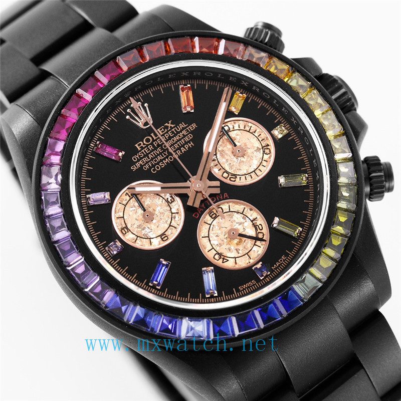 614003719119f Rolex Daytona Black DLC Diamond Watch - Image 3