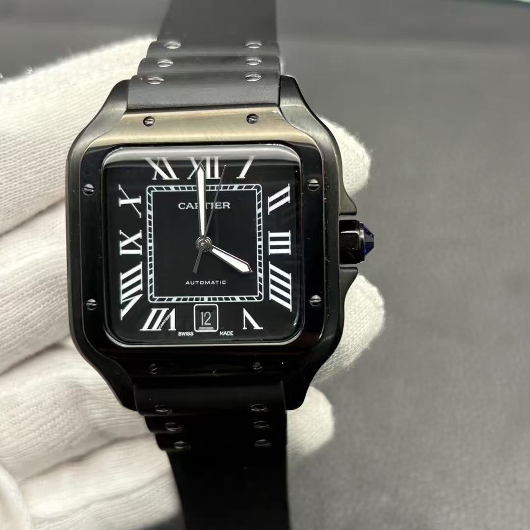 64514ec1cca04219802d6f72ab134ba1 Cartier Santos Full Black Replica De Cartier Watch