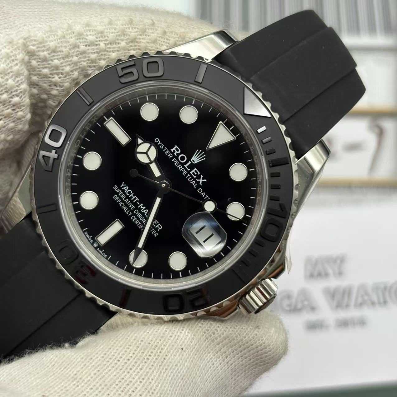 6cdebe1243207300bf42361b02eff6da Replica Rolex YACHT-MASTER 42 White gold 2022