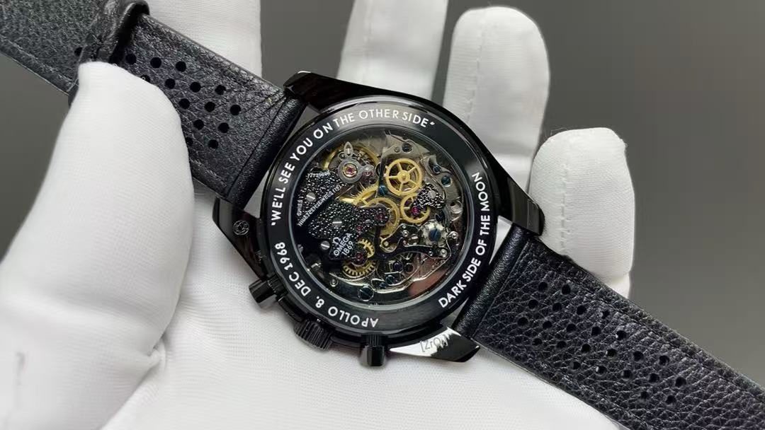 9c959461ad9110ff92e4e50d94a6148f Replica Omega Speedmaster Men Automatic Black Leather Watch O31192443001001 - Image 5