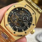 Audemars Piguet Royal Oak Openworked 15407 Yellow Replica Watches Skeleton Dial THB Factory 41mm