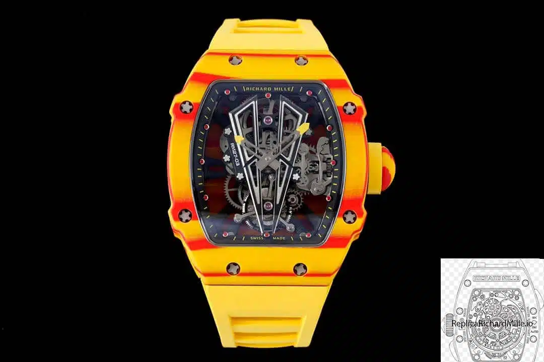 Replica-Richard-Mille-RM27-03-Rafael-Nadal-Tourbillon-Yellow-Rubber Replica RM 27-03 Rafael Nadal Tourbillon Yellow Rubber Strap - Image 5