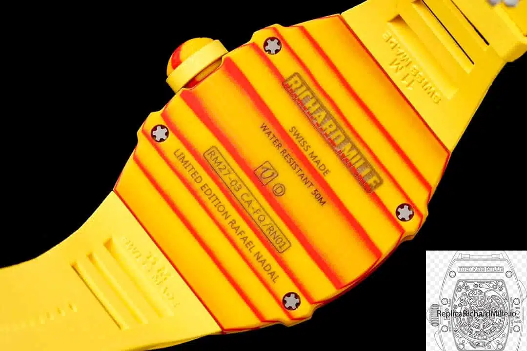 Replica-Richard-Mille-RM27-03-Rafael-Nadal-Tourbillon-Yellow-Rubber-5 Replica RM 27-03 Rafael Nadal Tourbillon Yellow Rubber Strap - Image 4