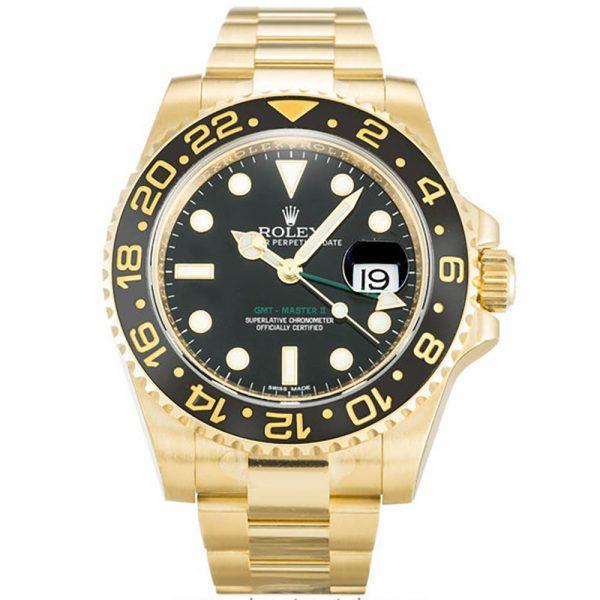 Swiss Clone Rolex GMT Master 2 Gold with Black Dial Swiss Clone Rolex GMT Master 2 Gold with Black Dial