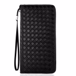 PU Leather Long Wallets Men's Woven Business Brown Wallet Retro Long Card Holder Coin bag Pocket Purse Mobile Phone Clutch Bag - Image 4