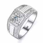 Men's Luxury Eternal 18K White Gold Rings With Credentials GRA Round Luxury 1 Carat VVS D Color Diamond Moissanite Wedding Rings - Image 5