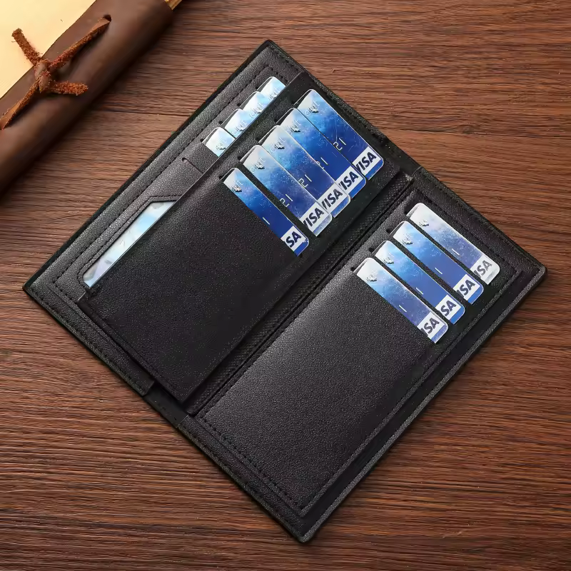 S8376d8d4c41a41378a25d18f44a5b3dam.jpg_960x960q75.jpg_ Men Long Wallet Leather Bifold Card Holder Wallet Slim Business Man Large Capacity Card Bag With Zipper Coin Pouch Clutch Purse - Image 2