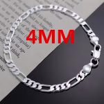 KCRLP Noble New 925 Sterling Silver 4MM Chain for Men Women Bracelet Necklace Jewelry Set Lady Christma Gifts Charms Wedding - Image 2