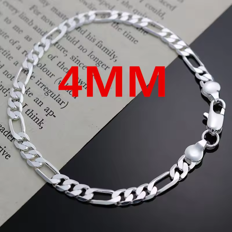 Sb390ce65de3e4d349cbe525f13f2c131U.jpg_960x960q75.jpg_ KCRLP Noble New 925 Sterling Silver 4MM Chain for Men Women Bracelet Necklace Jewelry Set Lady Christma Gifts Charms Wedding - Image 2