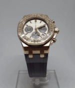 Mejor Clon Suizo AP Réplica Offshore 37mm - Oro rosa/Banda de caucho con diamantes