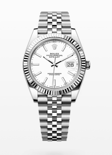Replica Rolex Datejust 41 Steel White Dial Smooth Bezel Oyster Watch 126300