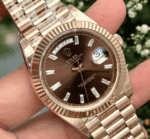 Swiss Clone Replica Rolex DayDate Rose Gold Chocolate Dial - Image 6