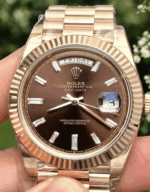Swiss Clone Replica Rolex DayDate Rose Gold Chocolate Dial - Image 5