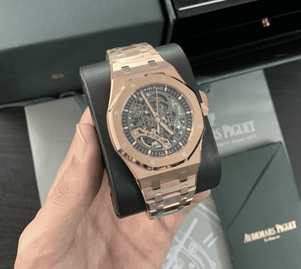 Screenshot 2025-10-16 at 9.44.37 AM Audemars Piguet Royal Oak Skeleton Rose Gold Ref15407 Super Clone Replica - Image 8