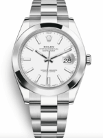 Réplica AAAA+ Rolex Datejust 41 Acero Esfera Blanca Bisel Liso Reloj Oyster 126300 - IP Empire Relojes Replica