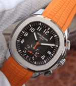 Réplica Aquanaut Cronógrafo Correa de caucho naranja
