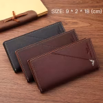 Men Long Wallet Leather Bifold Card Holder Wallet Slim Business Man Large Capacity Card Bag With Zipper Coin Pouch Clutch Purse