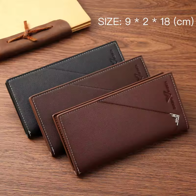 Sddbb7c67ce66408cb87aaebf265c93f7C.jpg_960x960q75.jpg_ Men Long Wallet Leather Bifold Card Holder Wallet Slim Business Man Large Capacity Card Bag With Zipper Coin Pouch Clutch Purse - Image 1