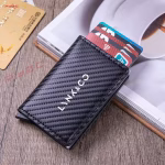 Carbon Fiber Card Holder Case Men Wallets Black PU Leather Voor Lynkco Lynk & Co 05 06 5 6 Lynk Co 05 06 01 Auto Accessories - Image 2