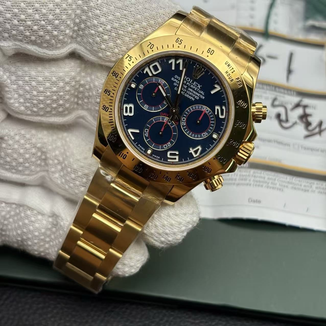bee5ad28e4c00b376a24391db3ac2b3b Super Clone Rolex Daytona Gold with Blue Dial 116528 Replica - Image 5