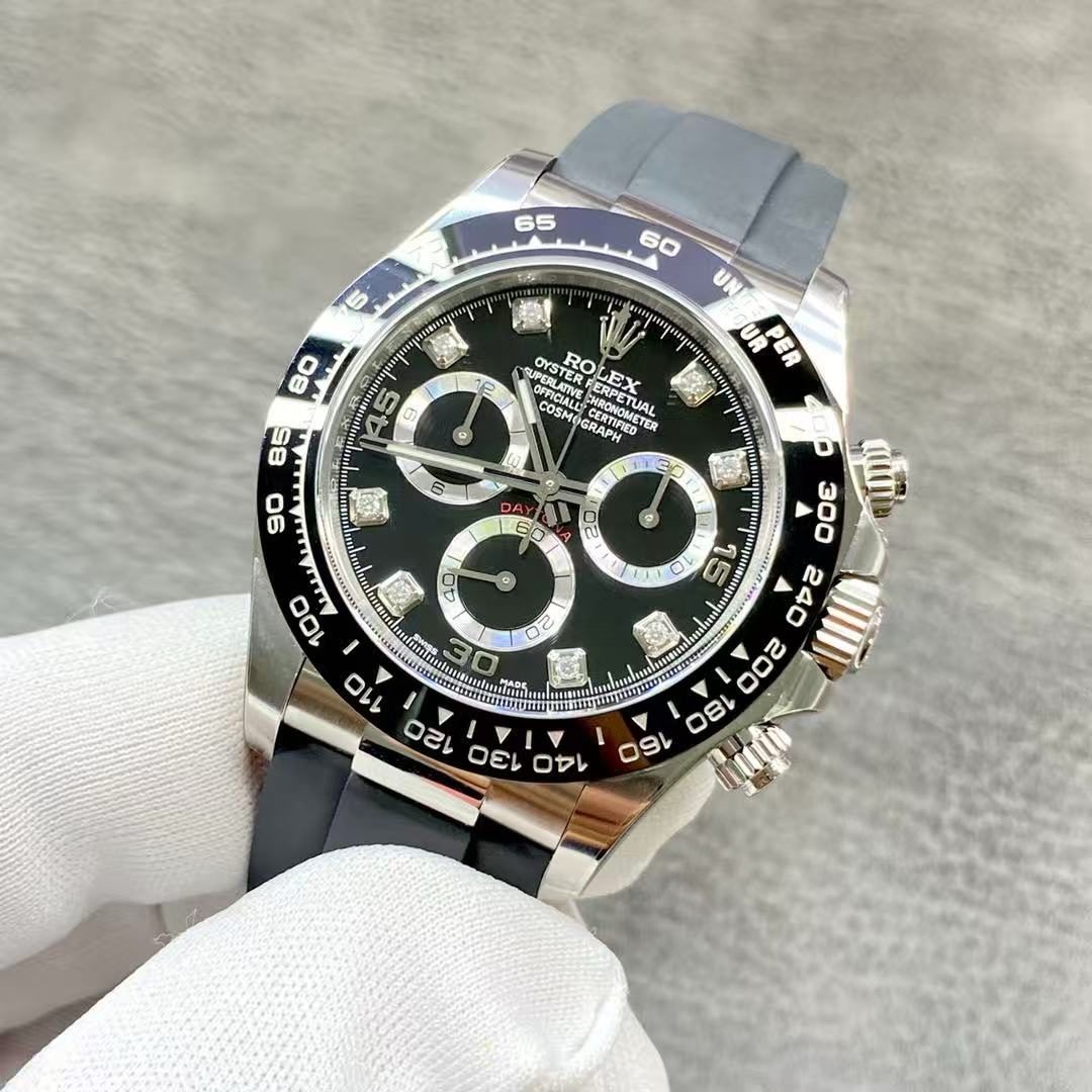 c37b768b3f9ec21d168220d54e699bc9.jpeg Replica Rolex Daytona Diamond Bezel White Gold Automatic Black Dial - Image 4