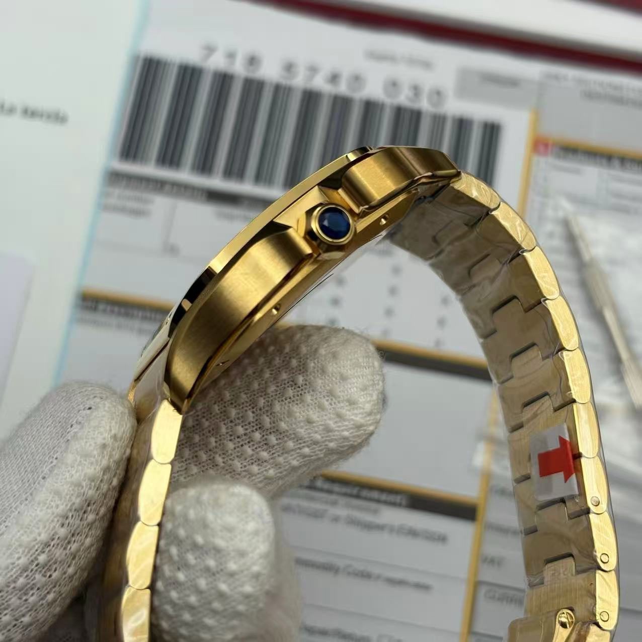 f8e951d580bee1e7e0a51a73ae15b800-2 Clone Replica Cartier Santos W2SA0009 Gold Watch