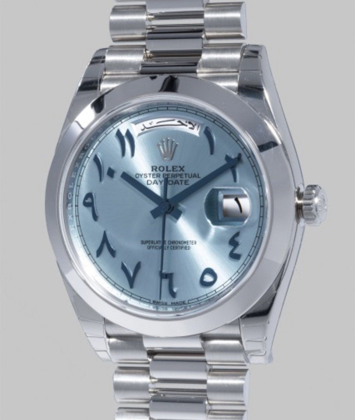 image_3a54d92b-fe9f-4e17-9db6-a214121e5ca4 Best Swiss Clone Replica Rolex Day Date 40mm Ice Blue Arabic Dial Platinum Watch - Replica Swiss Clones Watches