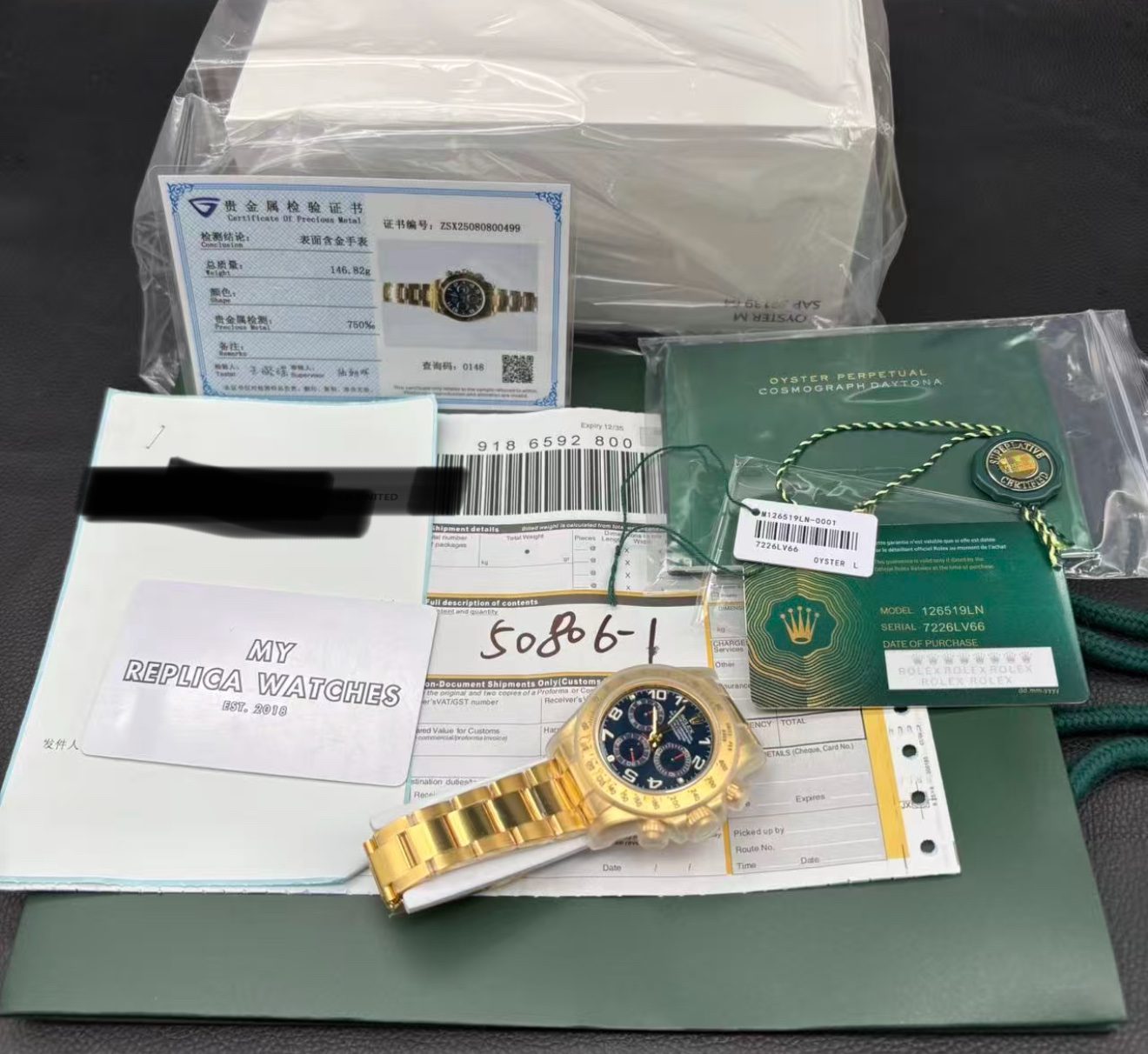 img_8143 Super Clone Rolex Daytona Gold with Blue Dial 116528 Replica - Image 3