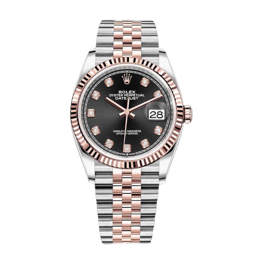 rolex-datejust-126231-everose-gold-automatic-black-diamond-dial-jubilee-replica-1 Rolex Datejust - Image 1