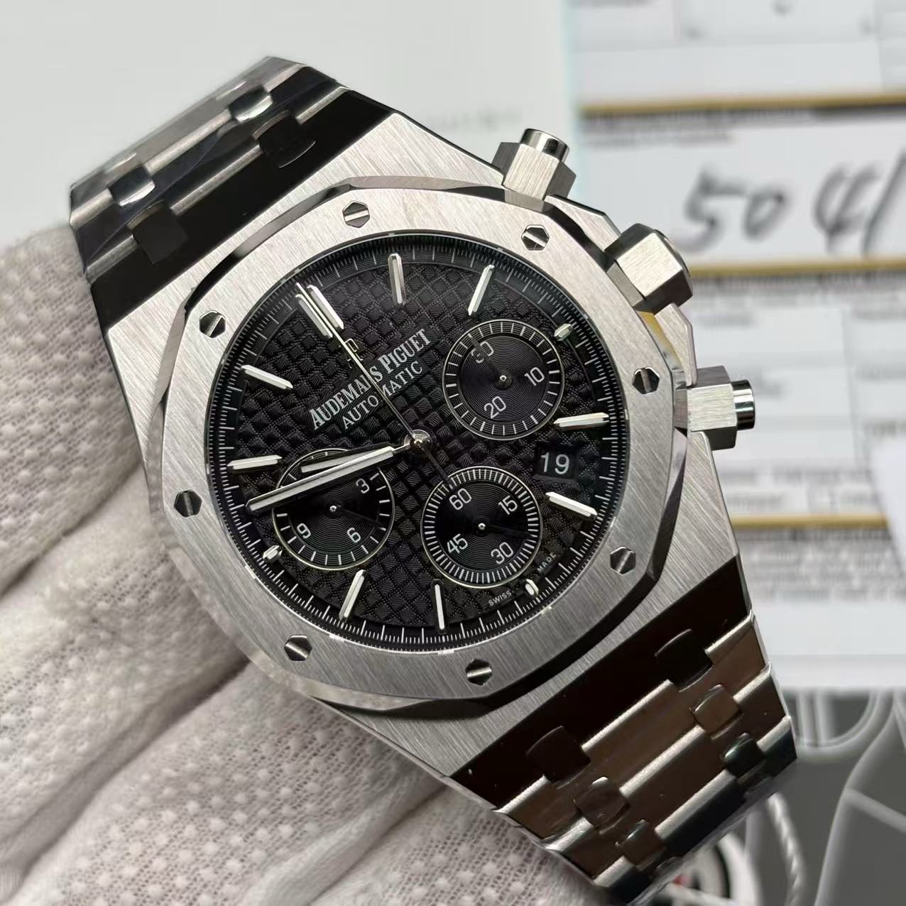 Best Swiss Clone Replica Audemars Piguet Royal Oak - Silver/Black Chronograph