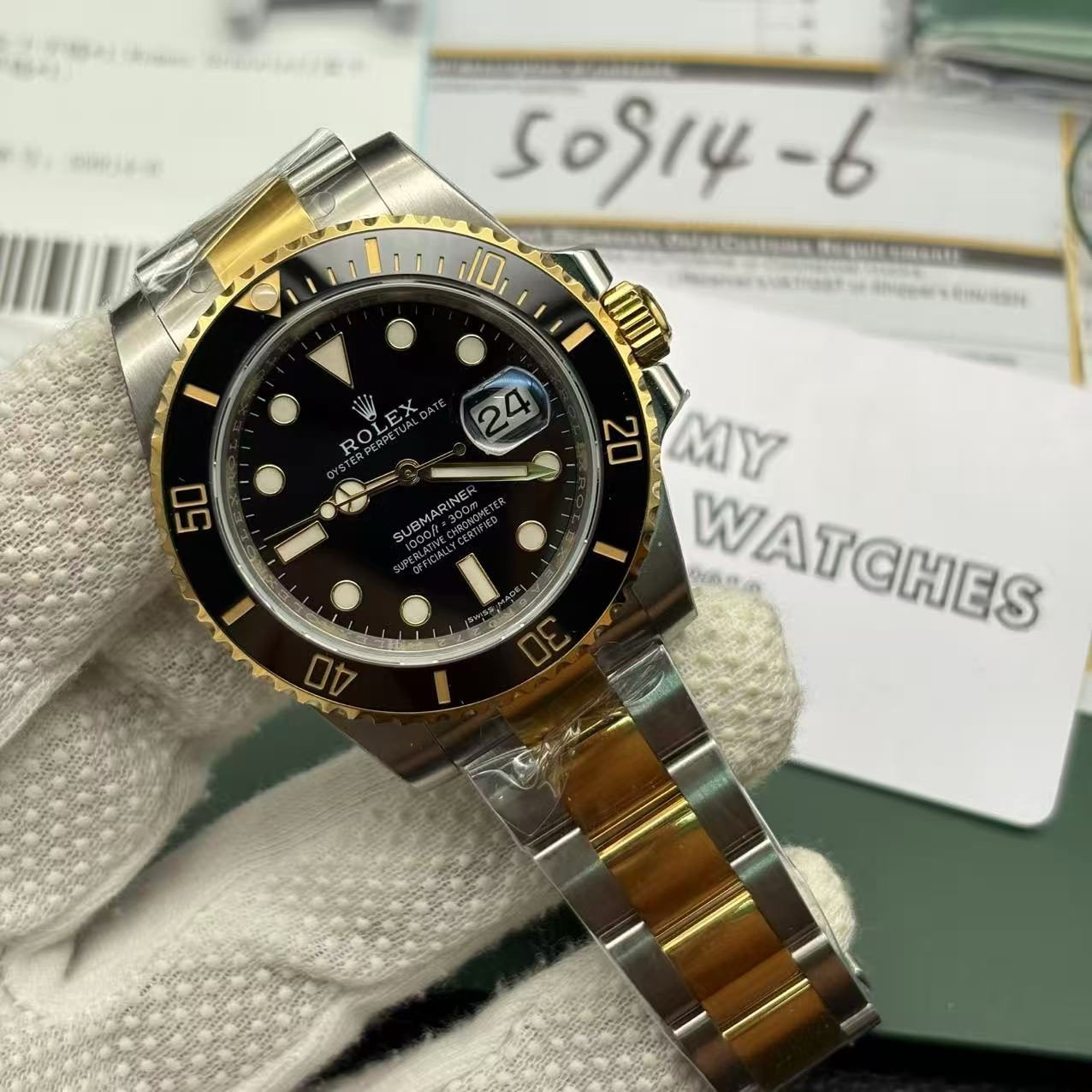 0f8dcd61cd9d99a6bd12f51bdc4d6e80-2 Rolex Submariner Two Tone Black Dial Super Replica Copy - Image 4