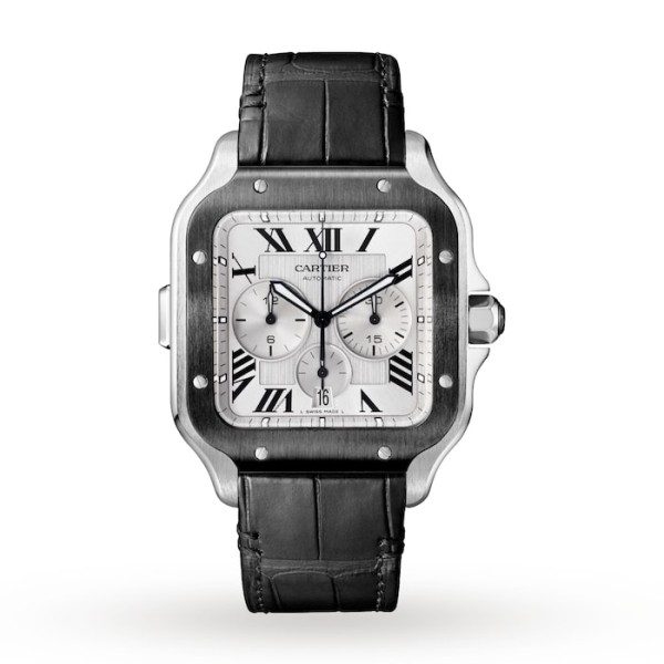 17311001_2_1 Replica Cartier Santos de Cartier Men Automatic Silver Rubber Watch WSSA0017 - Image 2