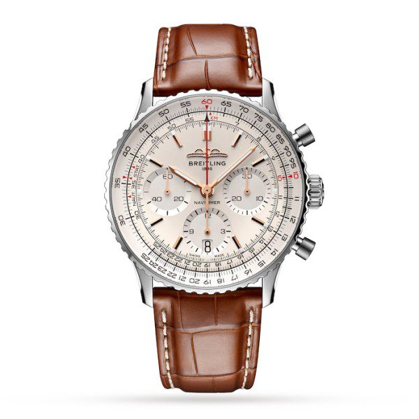 Replica Breitling Navitimer Automatic Silver Alligator Watch AB0139211G1P1