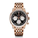Replica Breitling Navitimer Men Automatic Black 18ct Rose Gold Watch RB0138211B1R1