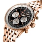 Replica Breitling Navitimer Men Automatic Black 18ct Rose Gold Watch RB0138211B1R1
