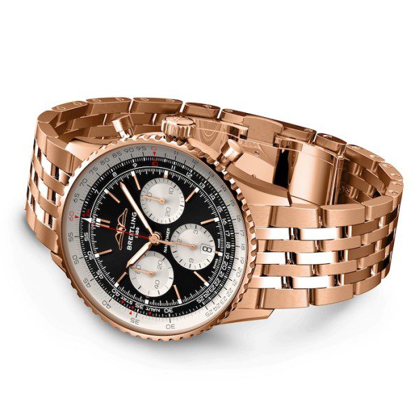 Replica Breitling Navitimer Men Automatic Black 18ct Rose Gold Watch RB0138211B1R1