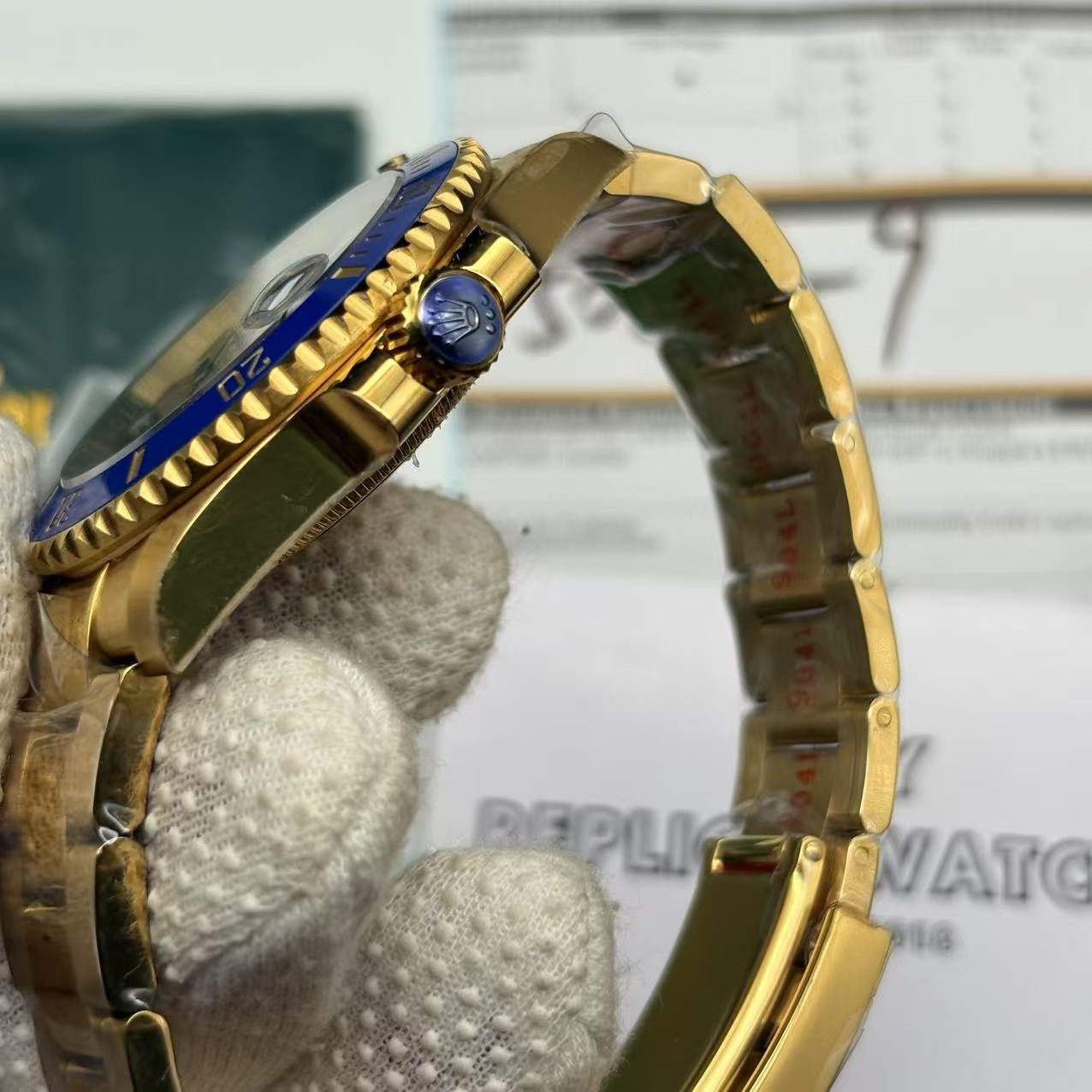 34fe34a9806692dcc50c51d02319645d-2 Rolex Submariner Full Gold Blue Dial Swiss Clone Replica - Image 7