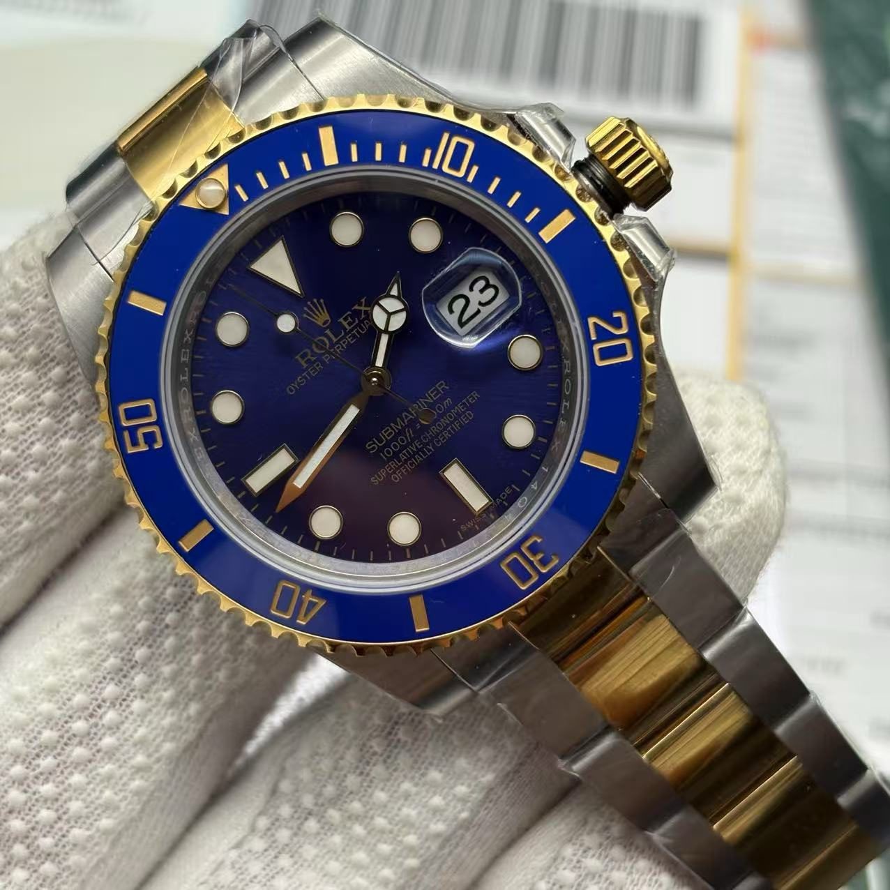 50540fc85b72034a2519ae92550c6d4b Replica Clone Rolex Submariner - Two tone Blue Dial - Image 7