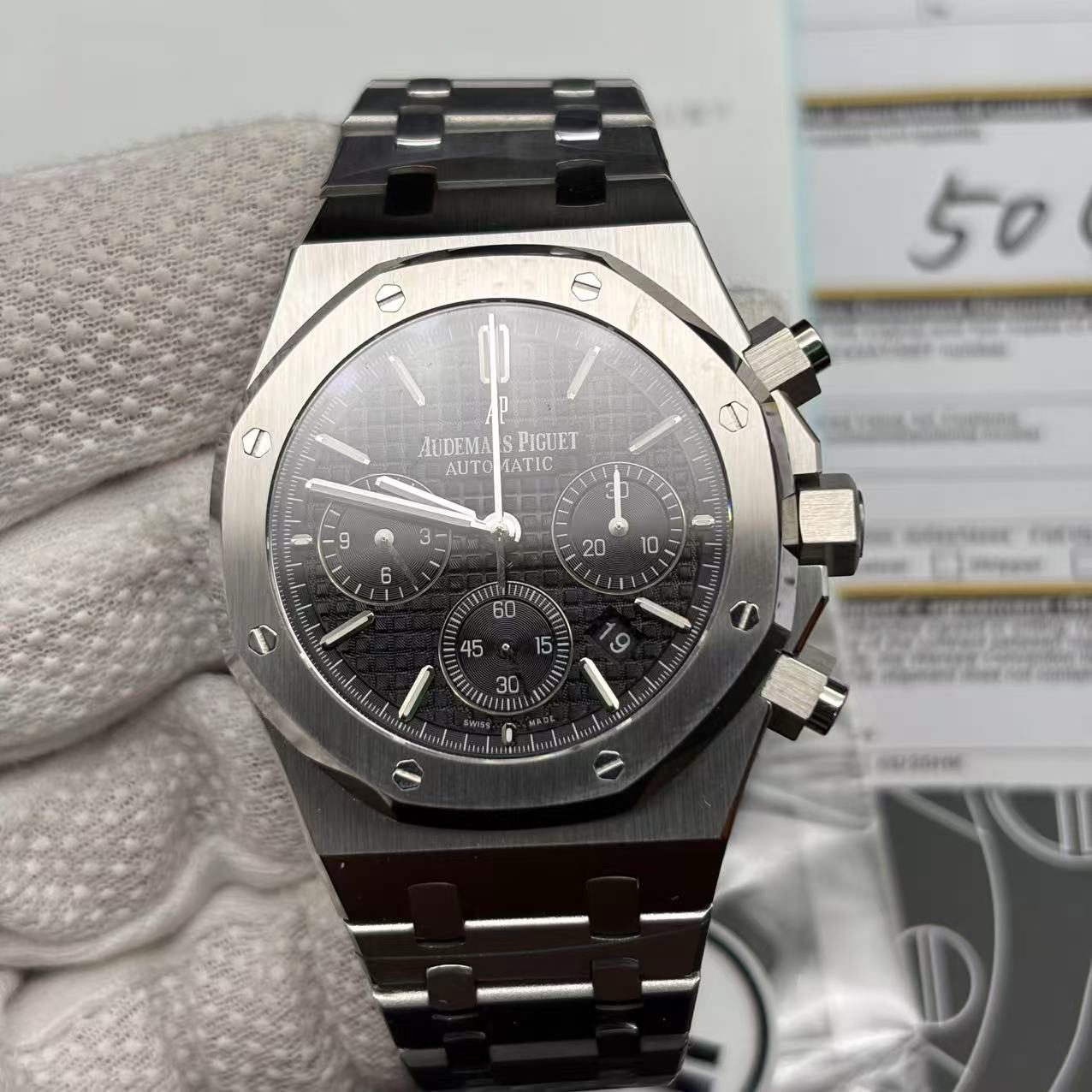 61e874f212760f4744fe77f866107783 Best Swiss Clone Replica Audemars Piguet Royal Oak - Silver/Black Chronograph