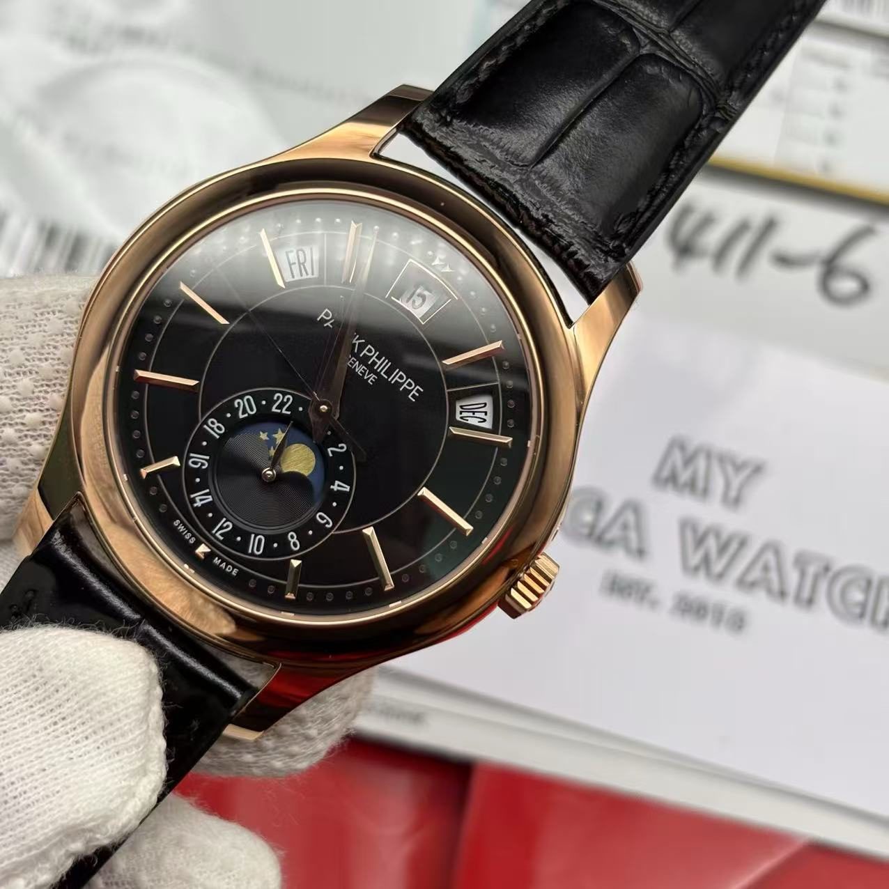 667cec31c4a5edda768380b226f4cd6f Patek Leather Black 5205R-010 Super Clone - Image 7