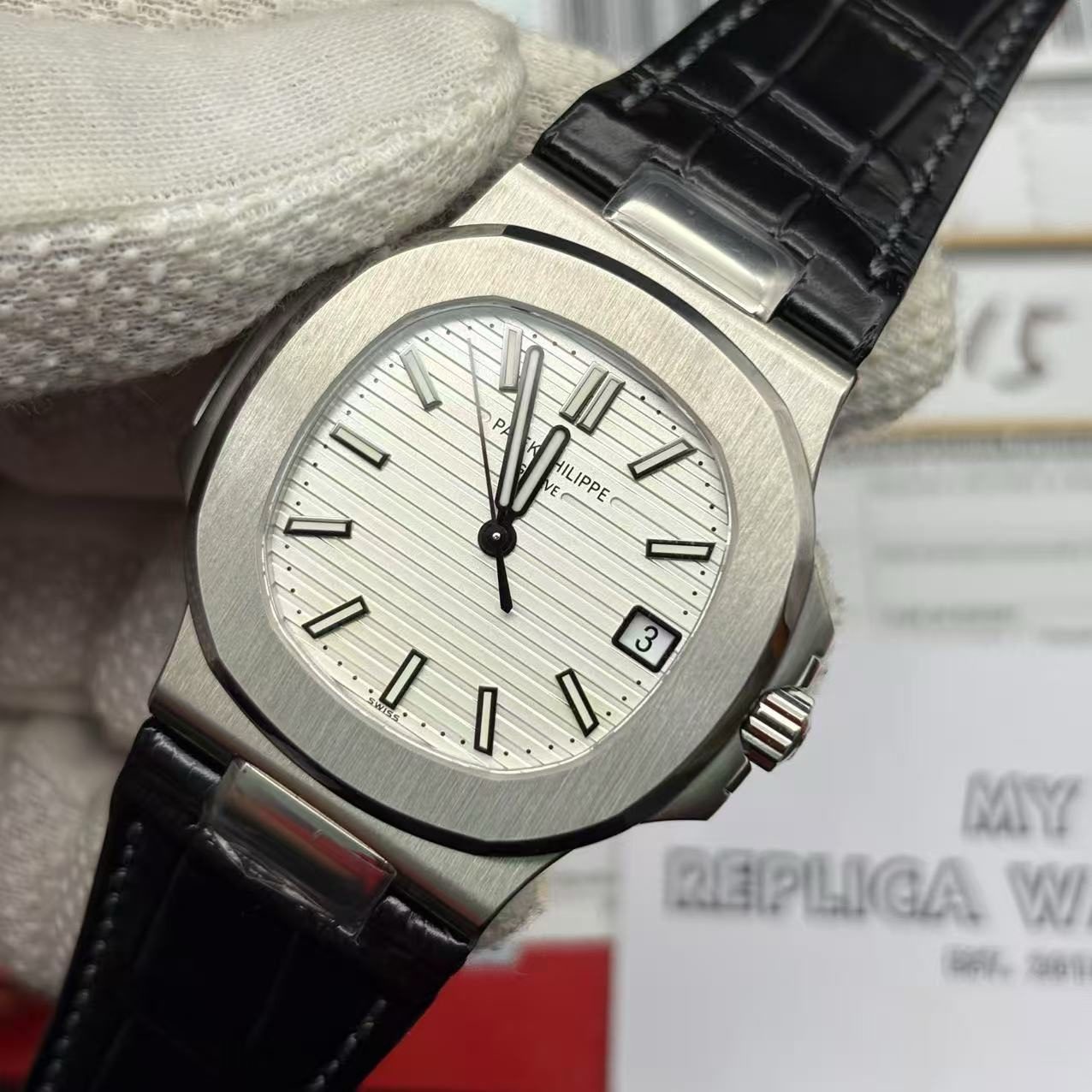 677904c5c3a8ad3b74ee01291e80d45d Swiss made Replica Patek Philippe Nautilus White Face
