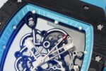 Replica Richard Mille RM 55 Swiss Movement Super Clone Carbon Case Blue Rubber Strap