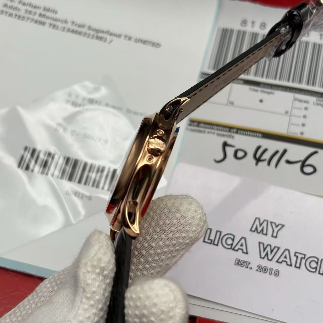 8e6daf9edd5c4a383b9be614ed9f45a4 Patek Leather Black 5205R-010 Super Clone - Image 5