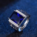 Trendy Men Ring 925 Silver Jewelry with Sapphire Zircon Gemstone Finger Rings for Male Wedding Party Hand Accessories Wholesale - Image 5